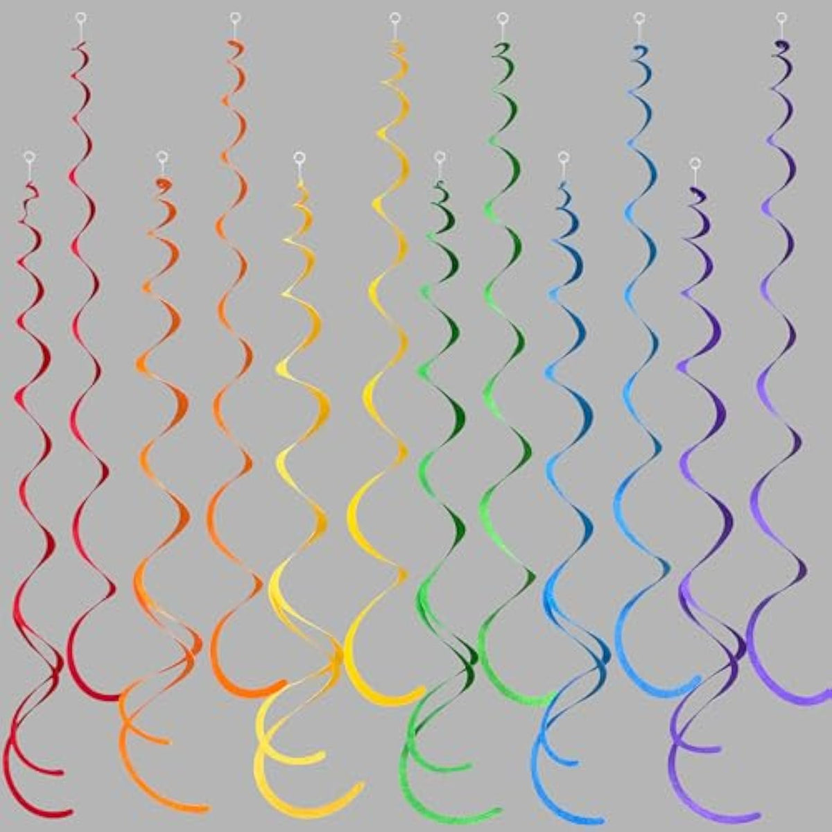 36-Pack Rainbow Swirl Ceiling Decorations – Colorful Felt Spirals for Birthday, Fiesta & More
