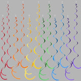 36-Pack Rainbow Swirl Ceiling Decorations – Colorful Felt Spirals for Birthday, Fiesta & More