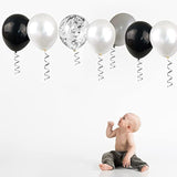 100pcs Silver Black White Chrome & Confetti Balloons 12" for Parties  Events