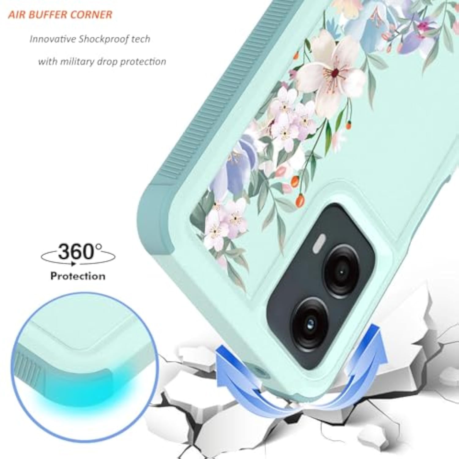 Mint Green/Magnolia Motorola Moto G 5G 2024 Phone Case with Floral Design