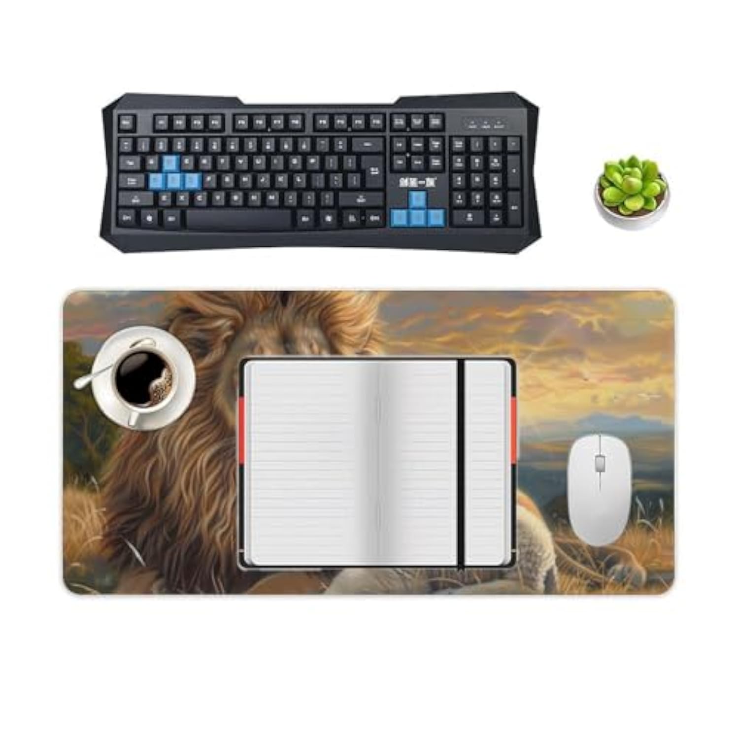 Animal Sunset Nature Lamb And Lion Large Mouse Pad Gaming Desk Mat Keyboard Computer Pad Non-Slip Rubber Mouse Mat For Home Office 30X60Cm