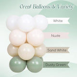 146pcs Neutral Balloon Arch Kit with Sage Green & White Balloons for Parties