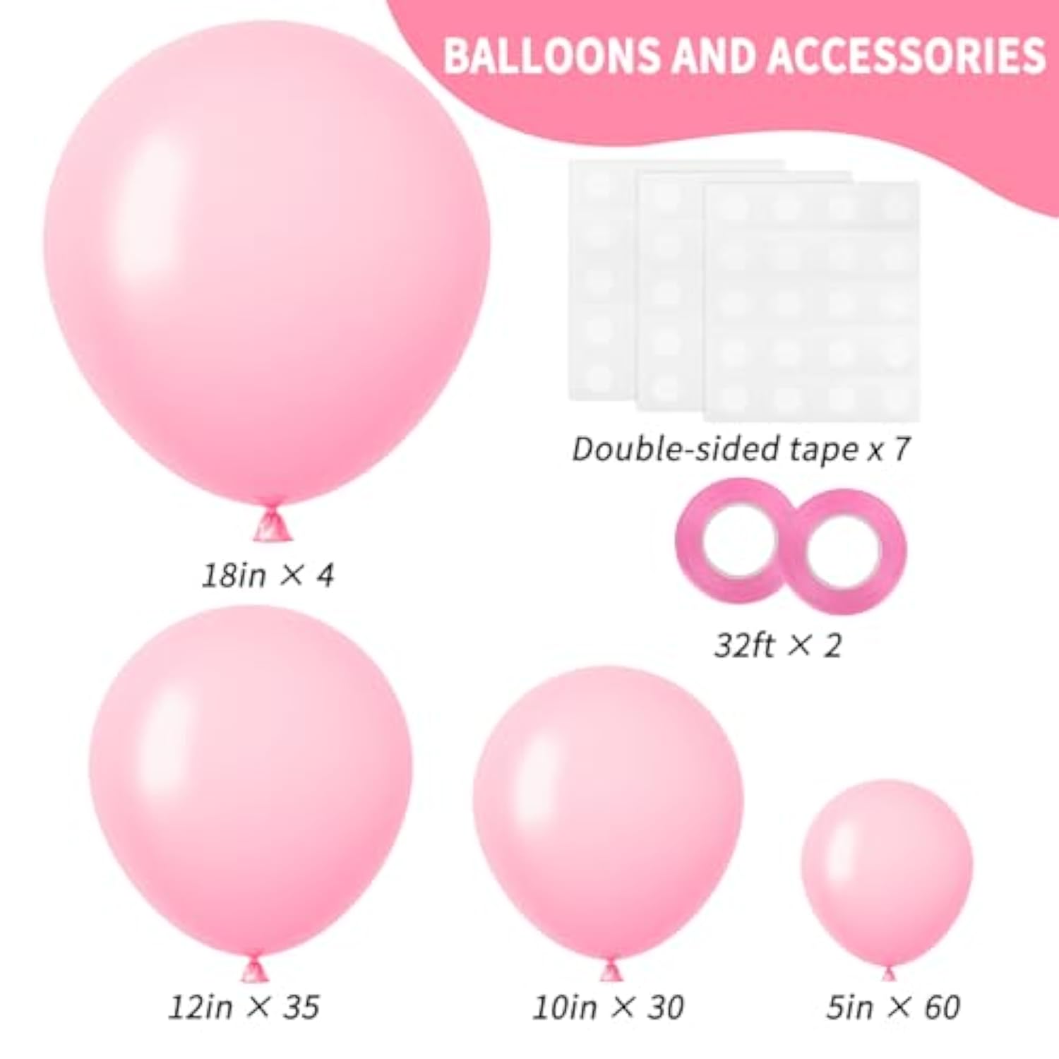 Pink Balloons 129Pcs Light Pink Balloons Different Sizes 18 12 10 5 In