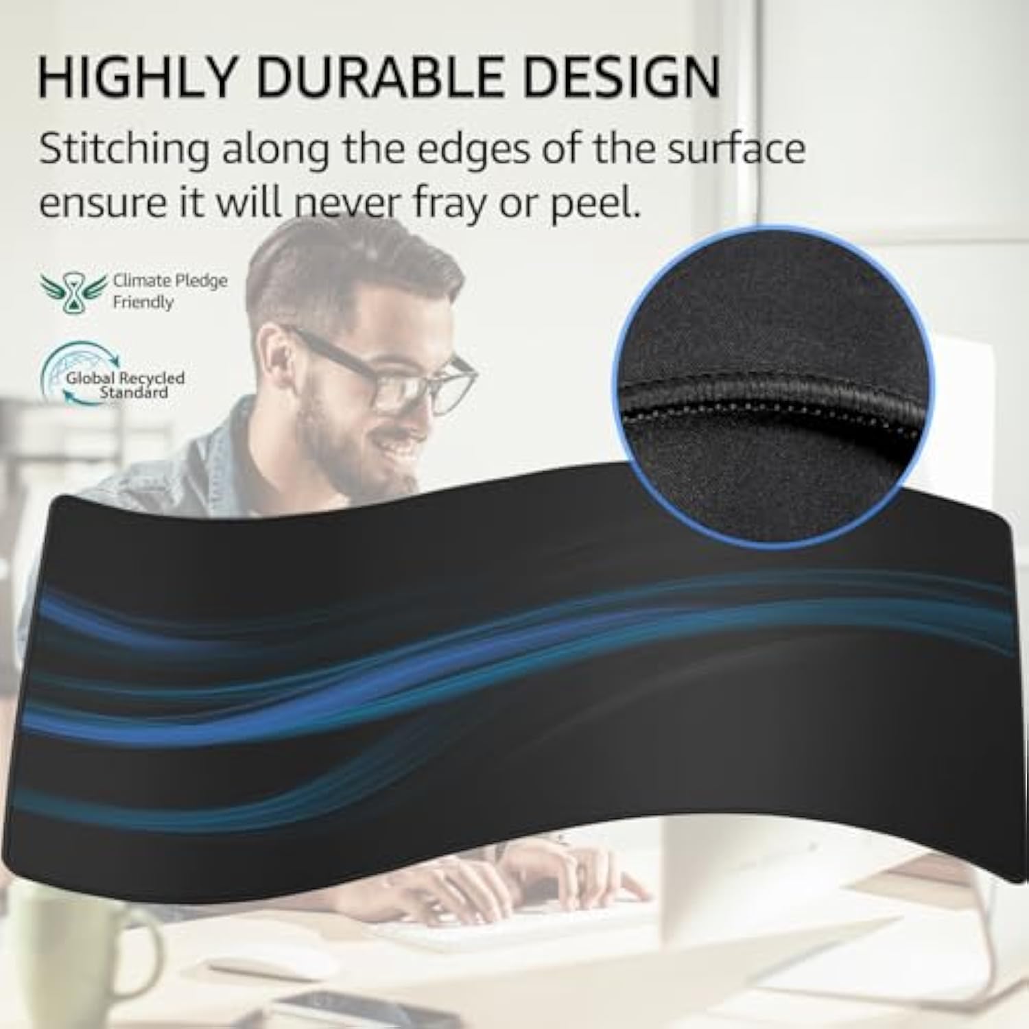 Large Gaming Mouse Pad With Superior Microweave Cloth, Extended Desk Mousepad With Stitched Edges, Nonslip Base, Water Resist Keyboard Pad For Gamer, Office & Home, 31.5 X 11.8 In, Black