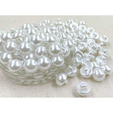 100Pcs 14Mm. Shank White Round Half Domed Resin Plastic Pearl Buttons