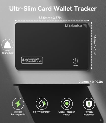 Wallet Tracker Slim Card 0.094In Bluetooth Tracker For Passport, Wallet, Work With Apple Find My App, Wireless Charging, Card Locator- Ios Only [Apple Mfi Certified] - 2Pcs In 1 Box