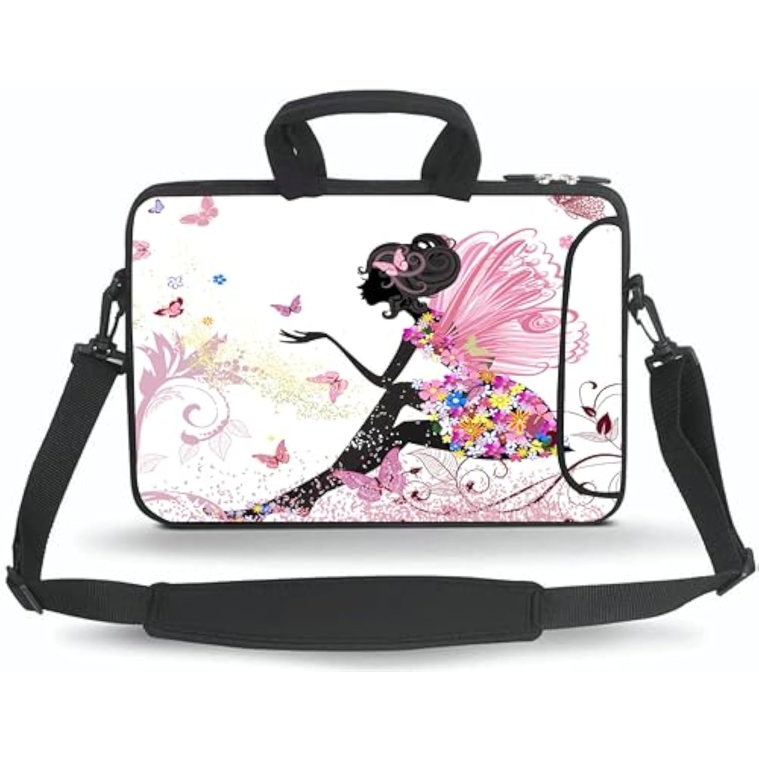 14 15 15.4 15.6 Inch Messenger Bag Carrying Case Sleeve With Handle Accessory Pocket Fits 14 To 15-Inch Laptops/Notebook/Ebooks/Kids Tablet/Pad(Beautiful Girl)