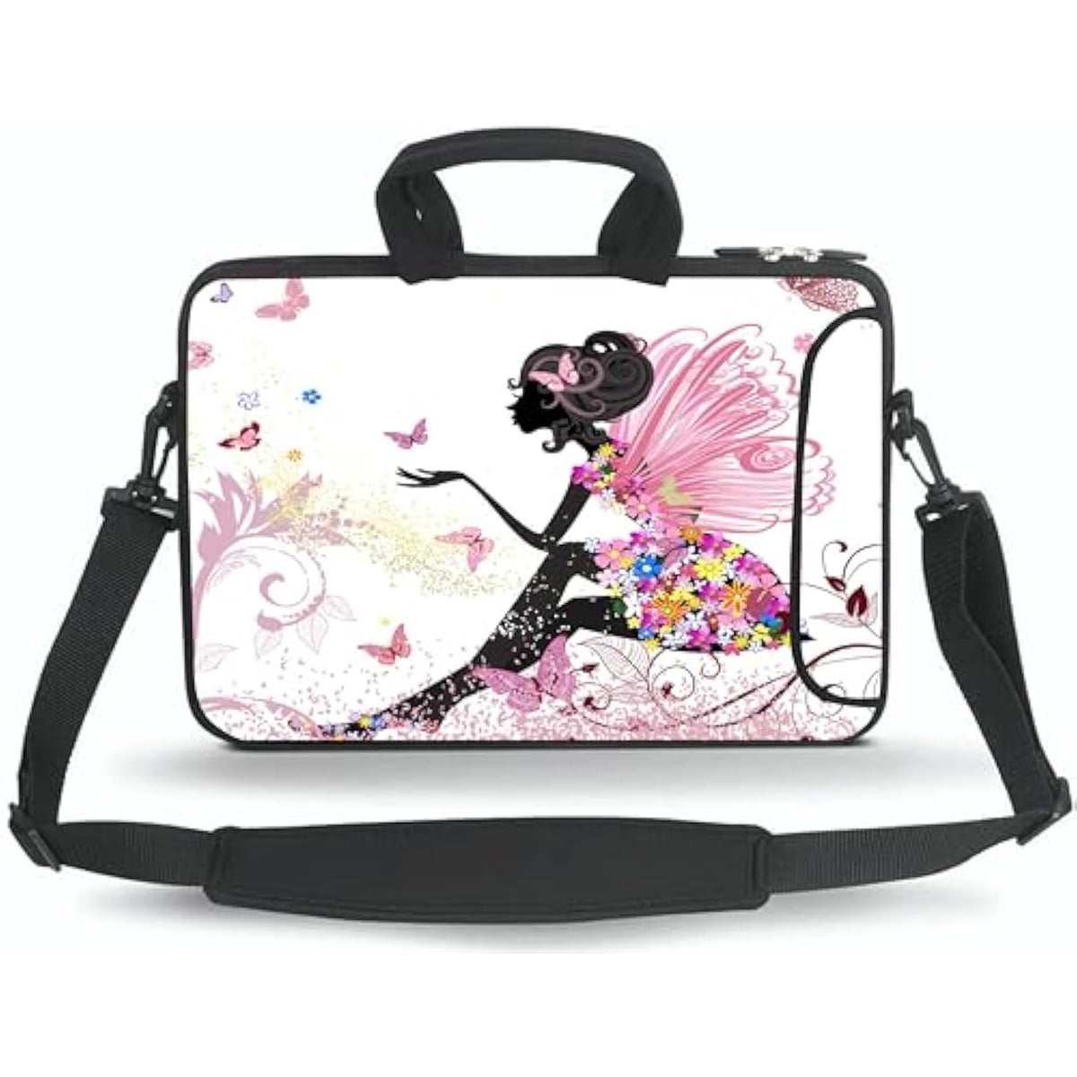 14 15 15.4 15.6 Inch Messenger Bag Carrying Case Sleeve With Handle Accessory Pocket Fits 14 To 15-Inch Laptops/Notebook/Ebooks/Kids Tablet/Pad(Beautiful Girl)