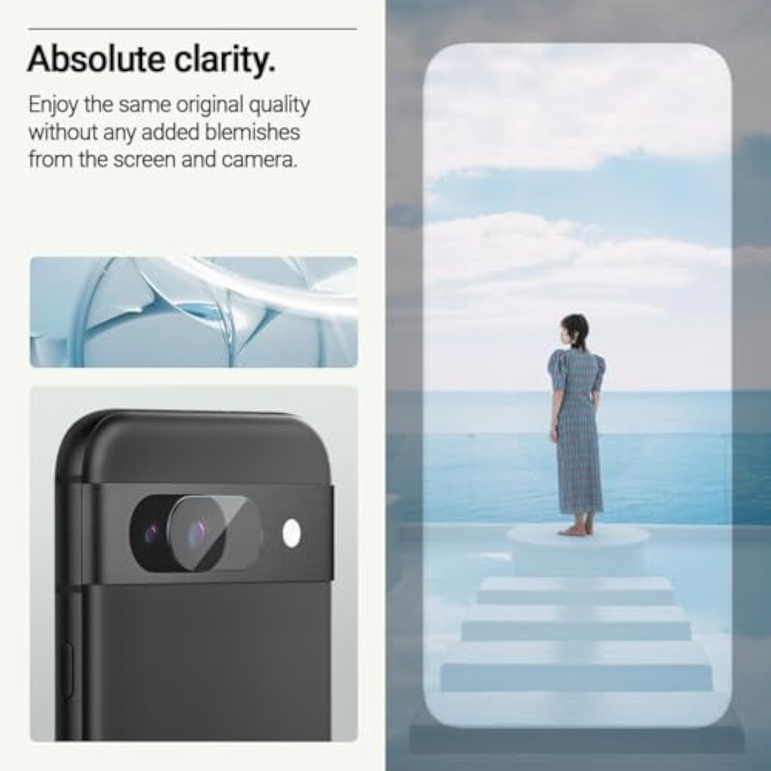 Caseology Snap Fit for Google Pixel 8a Screen Protector [2 Pack] + Camera Lense Protector [2 Pack] (2024) - Clear