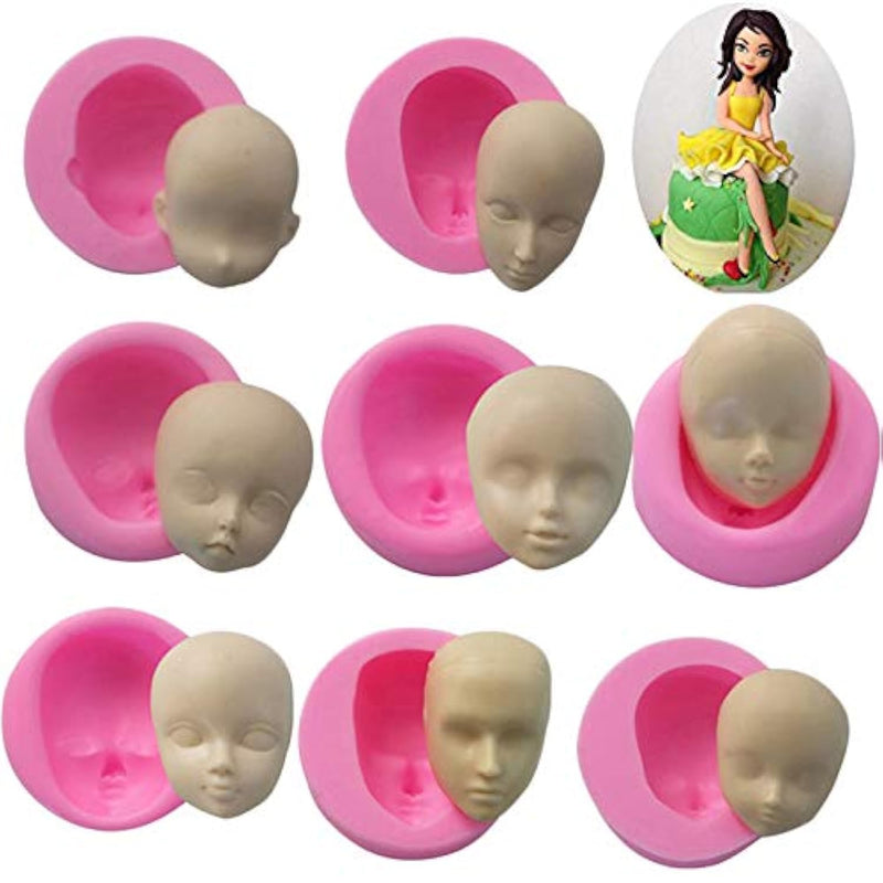 8Pcs Baby Face Silicone Molds Baking Tools Handmade Polymer Clay Molds Sugarcr