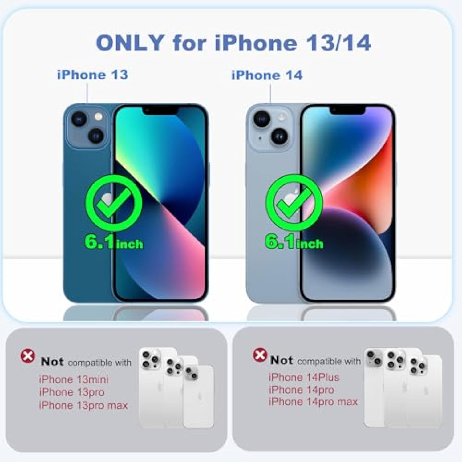 Compatible With Iphone 13 & 14 Case 6.1'' With Magnetic Ring Stand [Military Drop Protection][Compatible With Magsafe] Shockproof 13 & 14 Phone Case For Men Wowen,Cyan