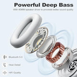 Wireless Headphones Over-Ear Bluetooth Adjustable 42 Hours Of Listening Time Volume Control, Fitting In Gaming/Running/Sports Headphones For Iphone/Android/Samsung -Silver