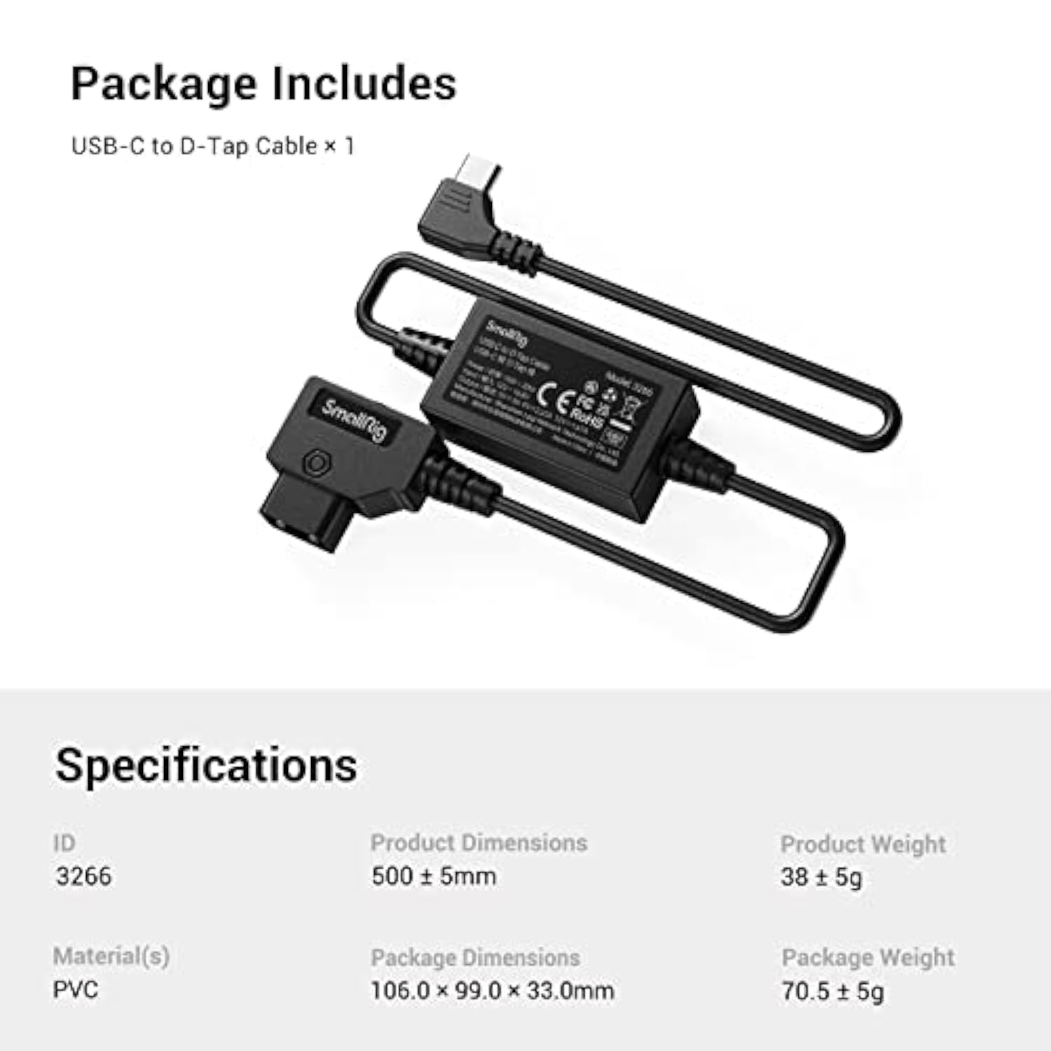 SMALLRIG D-Tap to USB-C Power Cable, Power-Supply Accessory of MagicFIZ Wirele