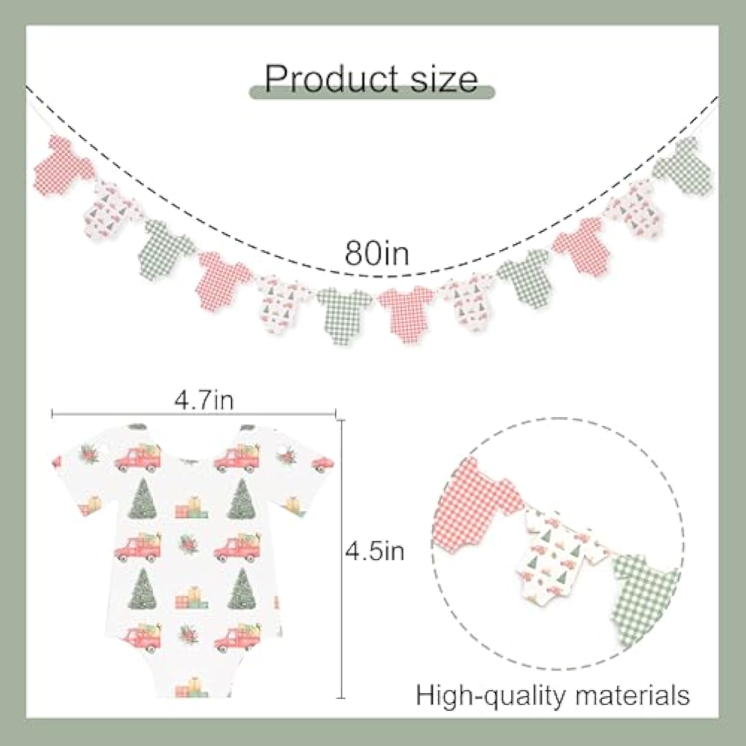 Christmas Tree Bodysuit Baby Shower Banner Red & Green Gingham