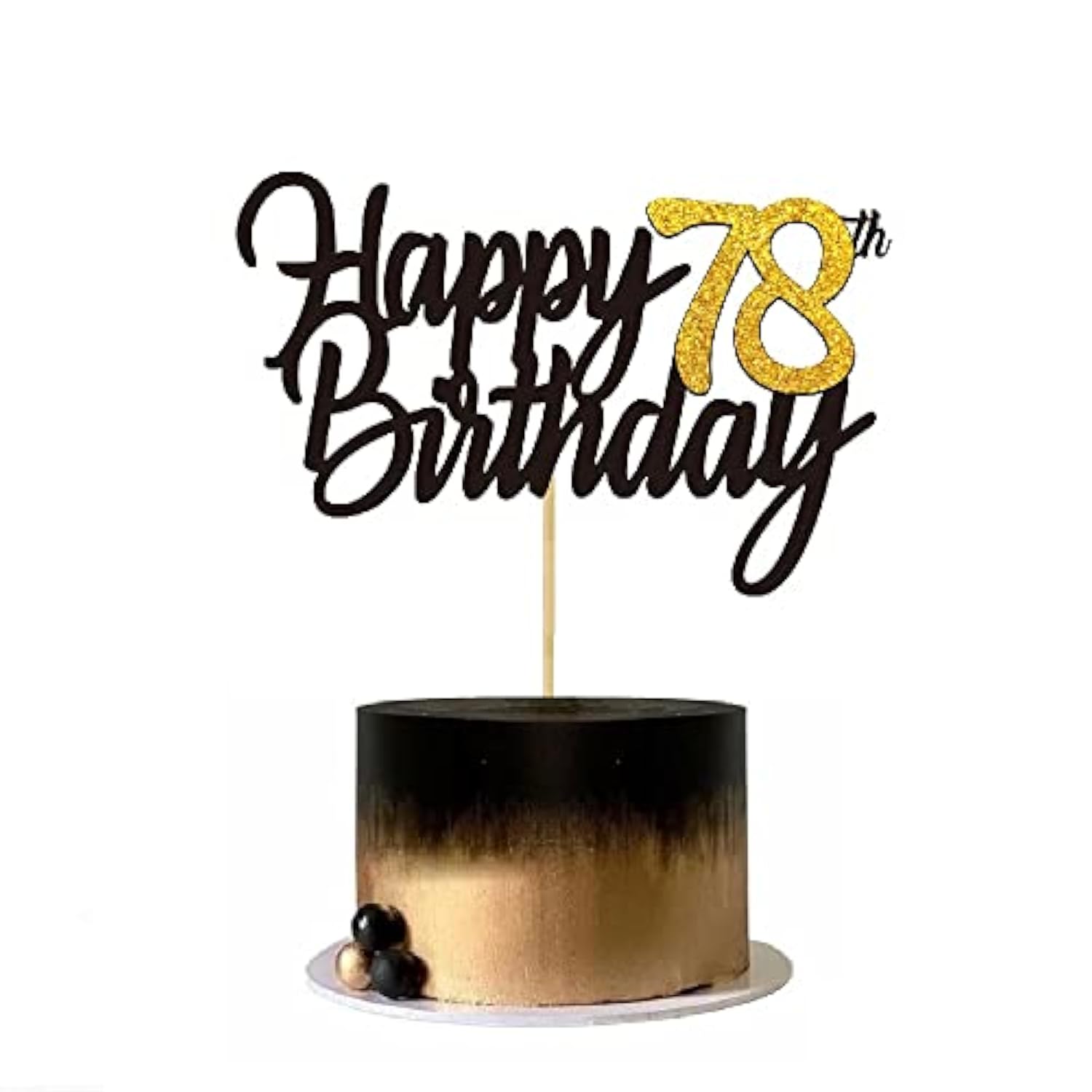 Happy 78Th Birthday Cake Toppers Glitter 78Th Anniversary Cake Topper 78 Years Loved Bday Decorations 78 Gold Birthday Cake Decorations Seventy-Eight Party Supplies For Women Men(Black Gold)