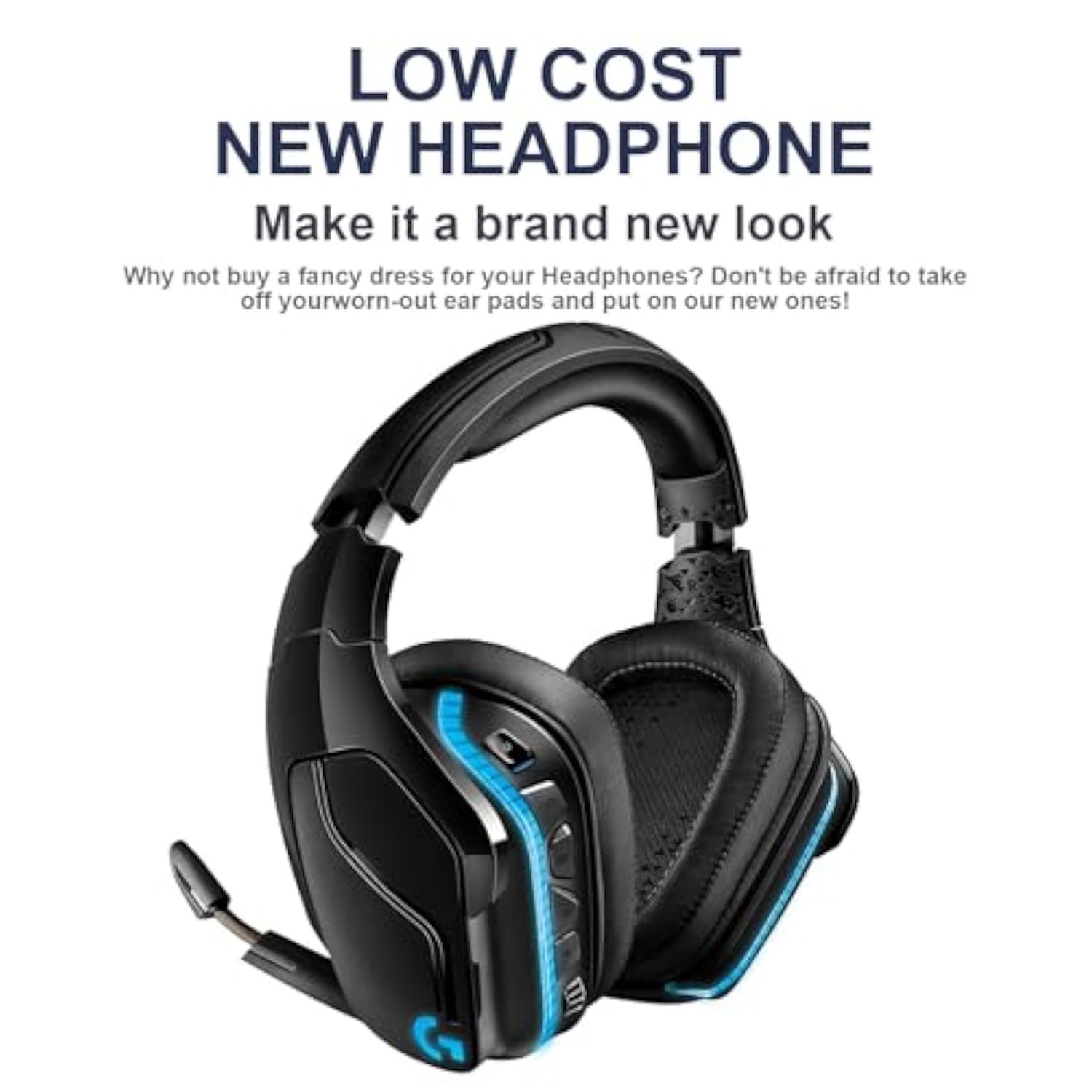 G933 Ear Pads And Headband Replacement Ear Cushions Compatible With Logitech G933 G633 Headphones Soft Protein Leather High-Density Memory Foam Earmuffs Earpads Ear Cups Cover Repair Parts -Black