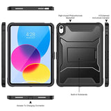 Case For (A16) 11Th Generation 11-Inch 2025, 10Th Generation 10.9-Inch 2022, With Built-In Screen Protector And Kickstand, Rugged Full Body Protective Cover - Black