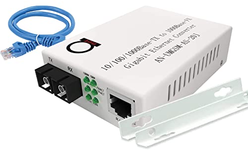 Single Mode Gigabit Fiber Media Converter - Built-In Fiber Module 20 Km (12.42 Miles) Sc To Utp Cat5E Cat6 10/100/1000 Rj-45 Auto Sensing Gigabit Or Fast Ethernet Speed - Jumbo Frame - Llf Support