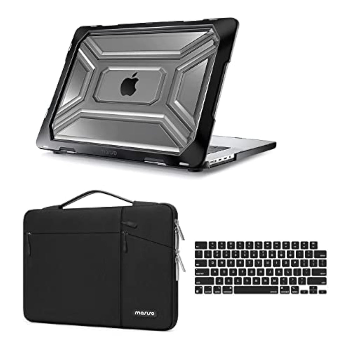 MOSISO Compatible with MacBook Pro 16 inch Case 2025 2024 2023 2022 2021 M4 M3 M2 M1 A3403 A3186 A2991 A2780 A2485 Pro Max, Plastic Hard Shell with TPU Bumper&Carrying Sleeve Bag&Keyboard Cover, Black