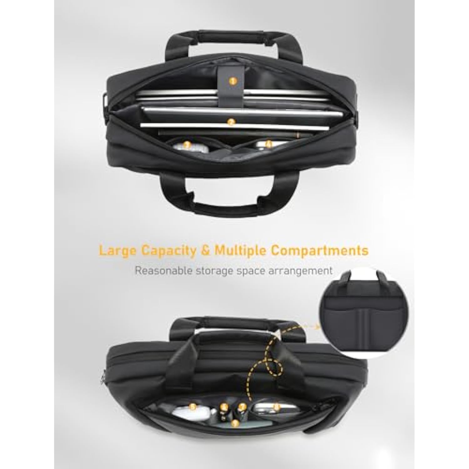 15-16 Inch Laptop Shoulder Bag Business Briefcase Water Resistant Computer Messenger Bags Compatible With Macbook Pro 16, Macbook Air 15 M4, Hp, Dell, Asus Notebook, Black