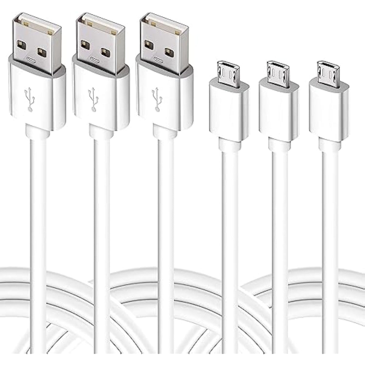 Micro Usb Cable, 10 Ft 3 Pack Extra Long Sturdy Android Charger Cables, Fast Charging Cable Cord Compatible With Ps4 Controller, Android, Samsung Galaxy S7 J3 J7, Xbox, White