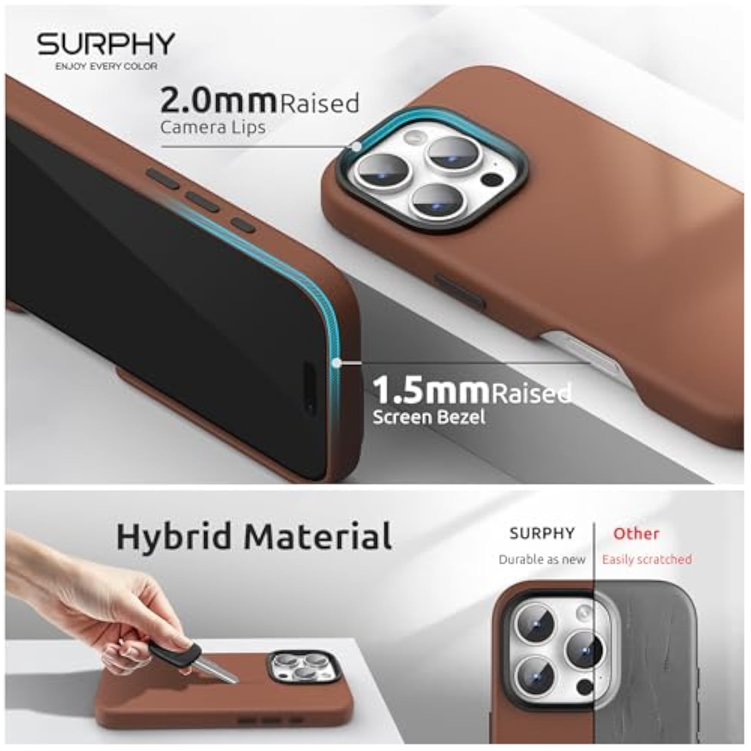 Designed For Iphone 16 Pro Leather Case Compatible With Magsafe, Faux Leather Phone Case (Metallic Buttons, Microfiber Lining) For 16 Pro 6.3 Inch 2024, Brown
