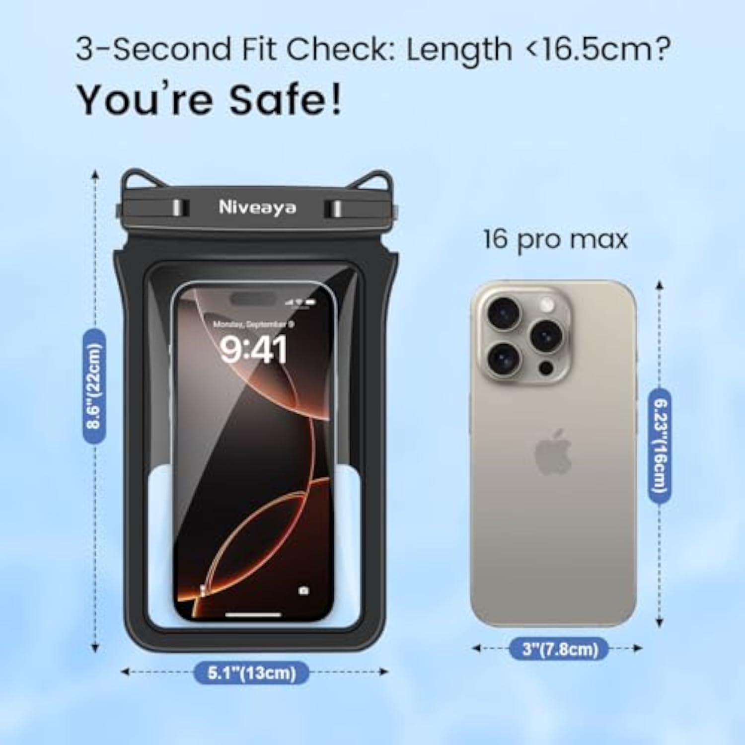 Double Space Waterproof Phone Pouch - 2 Pack, Waterproof Phone Lanyard Case With Iphone 16/15/14/13/12 Pro Max Up To 8.3", Phone Dry Bags For Vacation Beach Pool Kayak Cruise Travel Essentials
