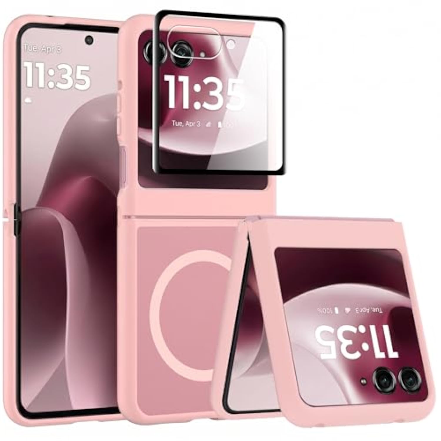 Motorola Razr 2026/Razr 2025/Razr 2024 Phone Case - Slim-Fit Hard PC Bumper Shockproof Silicone Protective Case, Pink