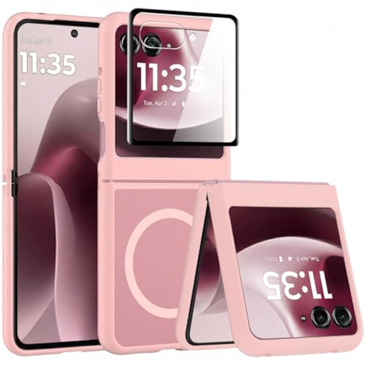 Motorola Razr 2026/Razr 2025/Razr 2024 Phone Case - Slim-Fit Hard PC Bumper Shockproof Silicone Protective Case, Pink