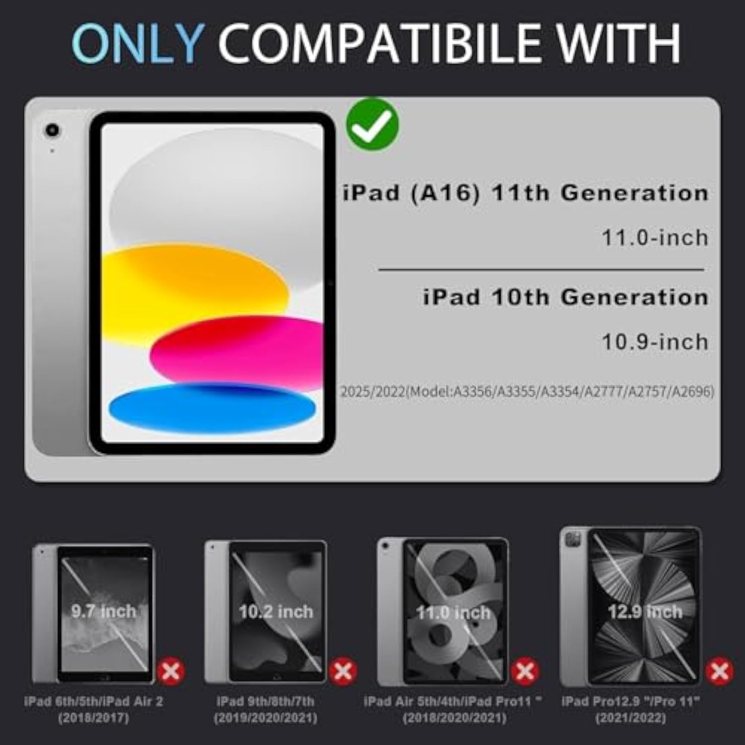 Case For (A16) 11Th Generation 11 Inch (2025), 10Th Generation 10.9 Inch (2022) Kids Friendly I Pad Case 10Th Gen With Screen Protector,Shockproof Cover For I Pad 11/10 Gen,Black Red