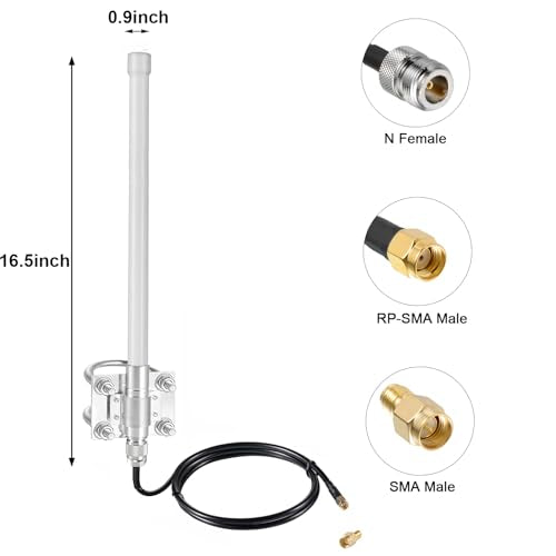 Lora 915Mhz Antenna 5.8Dbi Long Range Antenna With 10Ft Cable For Helium Hotspot Nebra Bobcat 300 Sensecap M1 Hotspot Finestra Hnt Miner& Meshtastic Lora32 915Mhz Esp32 Lora Oled Board