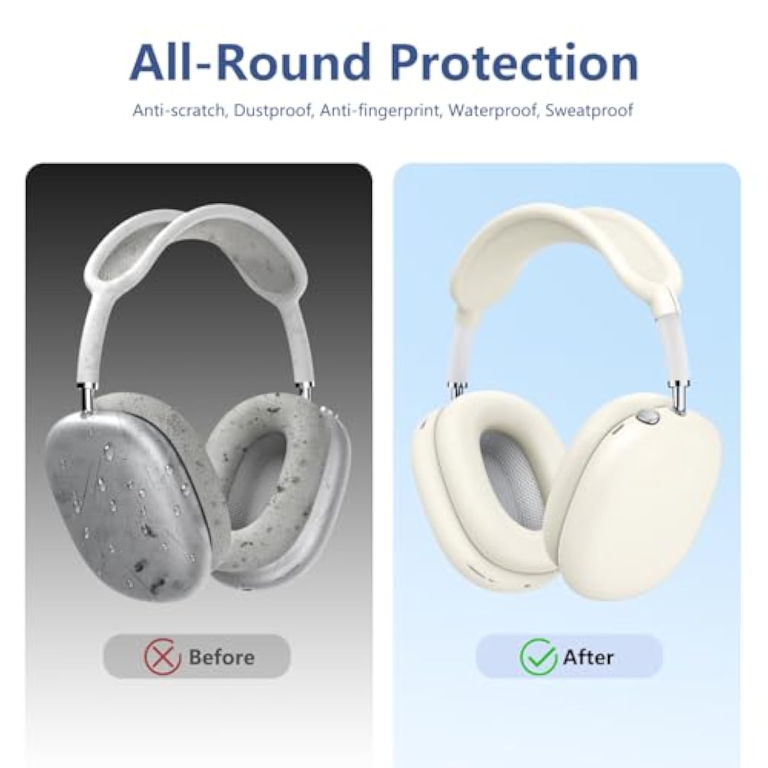 Case For Airpods Max Headphones, Silicone Ear Pad Case Cover/Ear Cups Cover/Headband Covers Accessories For Apple Airpods Max (2024/2020)(Usb-C/Lightning)[4 In 1], Stone