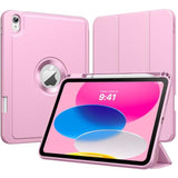 Moko For (A16) 11Th Generation 2025 11-Inch/10Th Generation 10Th 2022 10.9 Inch Case With Pencil Holder, Smart Trifold Protective Case With Soft Tpu Back Stand Cover, Auto Wake/Sleep, Pink