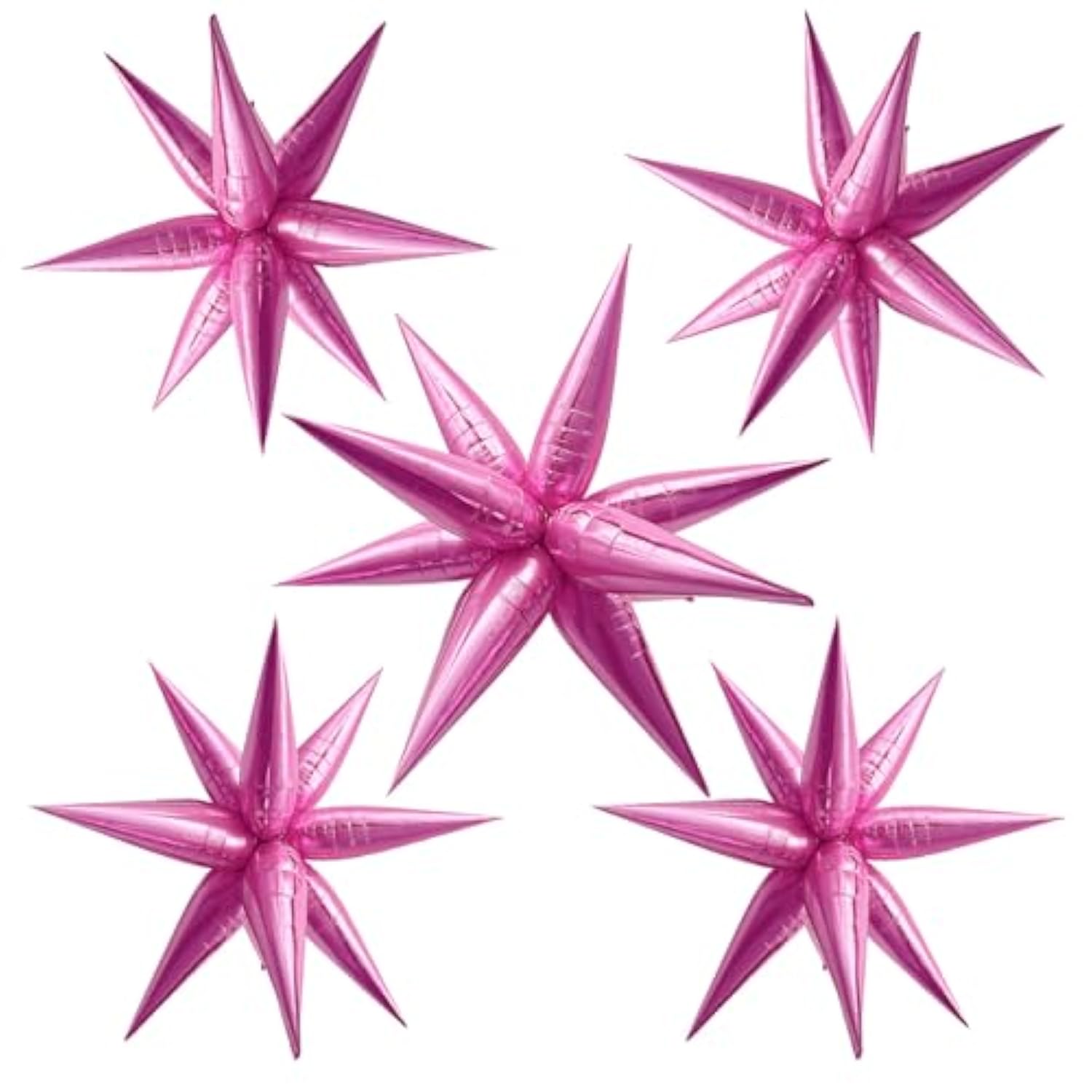 60Pcs Hot Pink Star Balloons For Princess Birthday Decorations Explosion Mylar Balloons Large Prom Balloon For Valentines Day Easter Baby Shower Bachelorette Graduation New Year Party Supplies