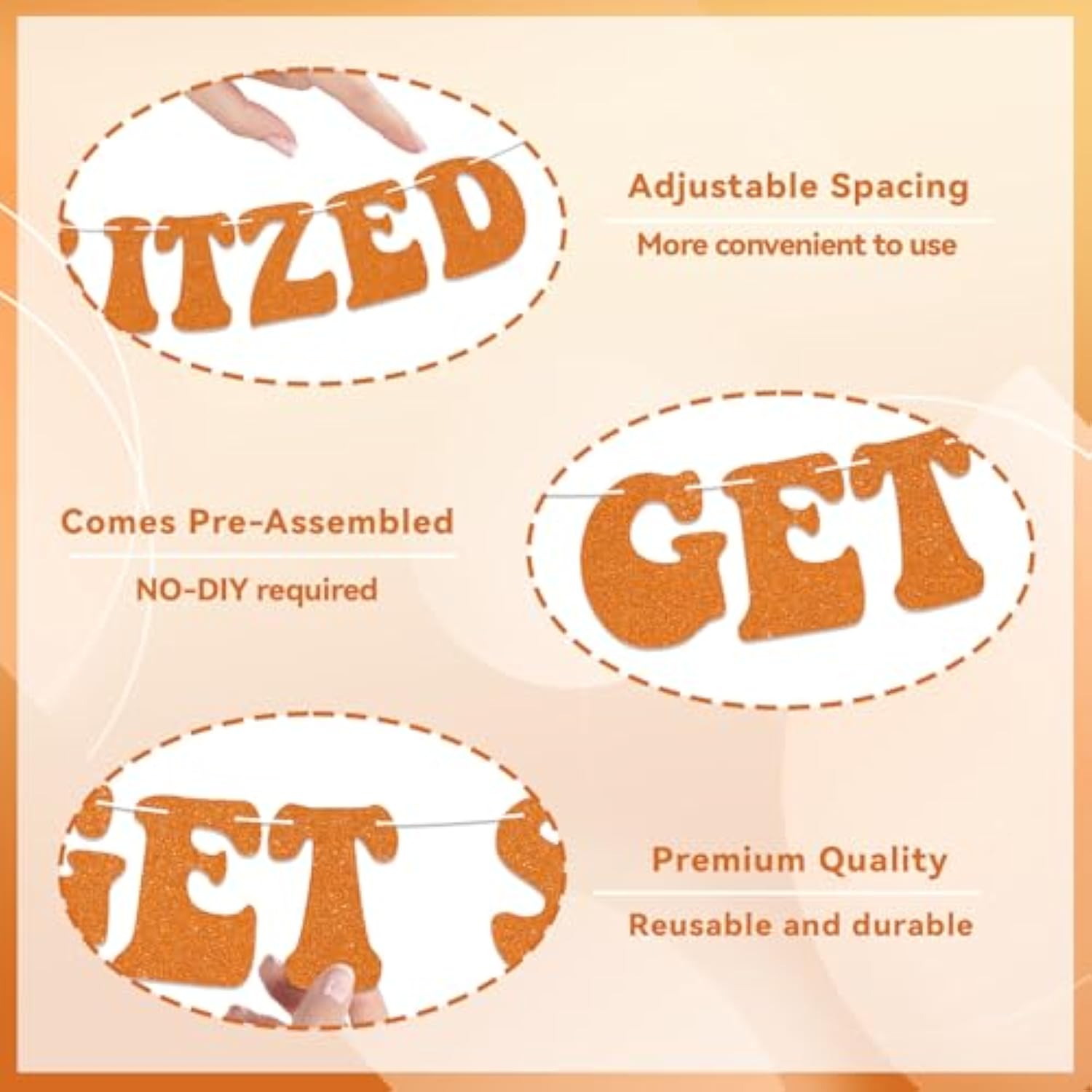 Let'S Get Spritzy Banner - Spritzed Decorations, Love At First Spritz Bridal Shower Party Decor, Get Spritzed Decorations Orange Glitter