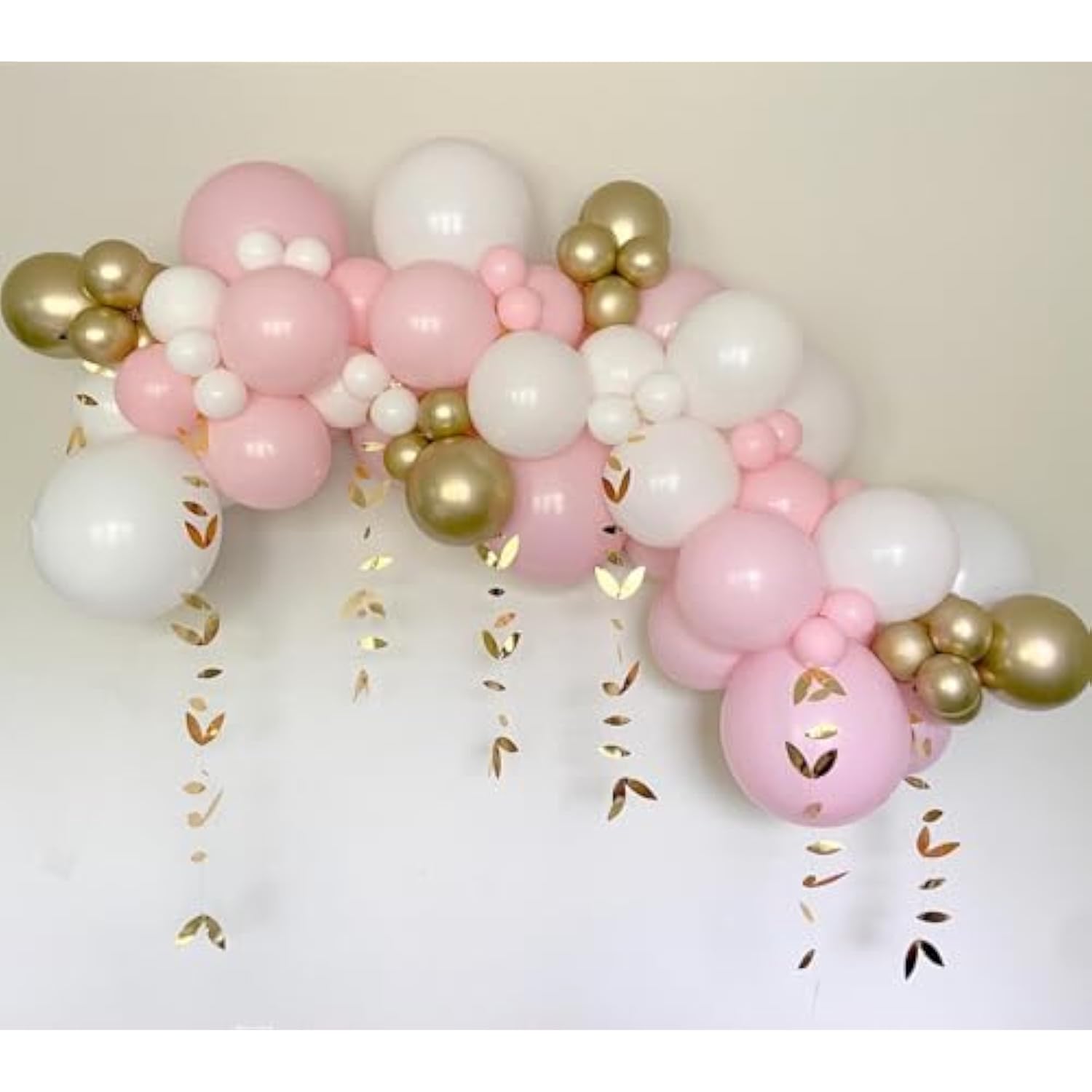 Pink And White Gold Balloon Garland Arch Kit - 144Pcs Girl Birthday Decorations Pink White Metallic Gold Balloons Different Size For Wedding Baby Bridal Shower Engagement Party Decorations
