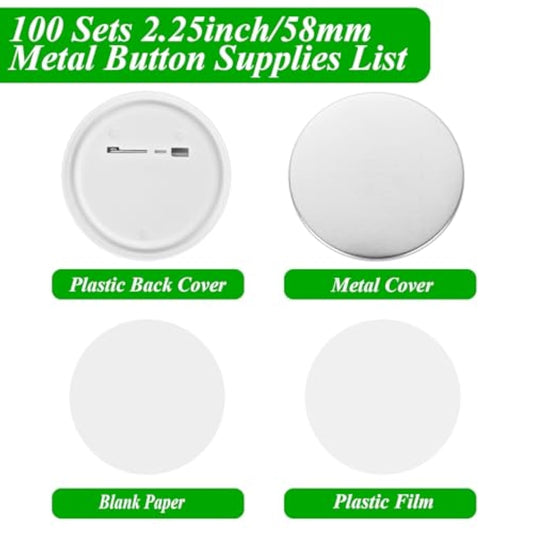 100 Sets 58Mm/2.25 Inch Button Parts For Badge & Button Making Machine