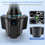 Cup Phone Mount For Car, [Upgraded Version] Universal Cup Phone Cradle Holder With Long And Adjustable Neck, Friendly Compatible With Cell Phone Iphone, Samsung, Google And All Smartphones