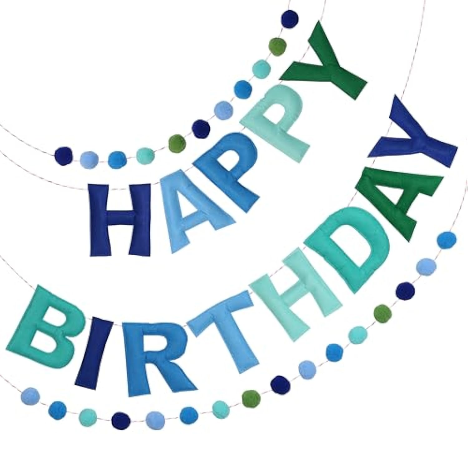 2pcs 3D Felt Happy Birthday Banner Blue Green Reusable Party Decor