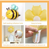 Bee Aluminum Foil Balloons Set For Gender Reveal Party, Baby Shower Decorations - 3 Bees, 4 Daisy & 2 Sunflower Flower Foil Balloons - Bee Themed Party Decor, Baby Shower Supplies, Bee Birthday Decor