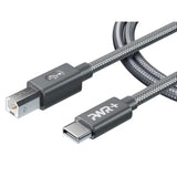 Type-C Printer MIDI Cable 10 Ft USB-C to USB B 2.0 High Speed for MacBook Pro HP Canon Brother Epson Xerox Samsung Lenovo Dell Acer Surface Yamaha Casio Digital Piano Keyboard Controller Audio Mixer