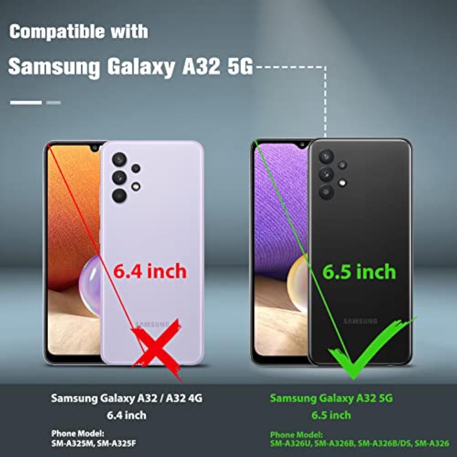 For Galaxy A32-5G Phone Case: Samsung Galaxy A32 5G Dual Layer Protective Heavy Duty Cover Shockproof Rugged With Non Slip Textured Back - Military Protection Bumper Tough 6.5Inch (Black)