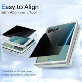 JETech Front Privacy Screen Protector for Samsung Galaxy Z Flip 7 2025, Anti-Spy Tempered Glass Film with Easy Installation Tool, Case-Friendly, 2-Pack