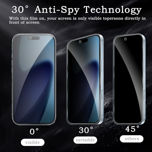 [2+2 Pack] Privacy Screen Protector for iPhone 17 Air, Anti-Spy Shatterproof Tempered Glass with Camera Lens Tempered Glass 9H Hardness Bubble Free Anti-Glare Case Friendly