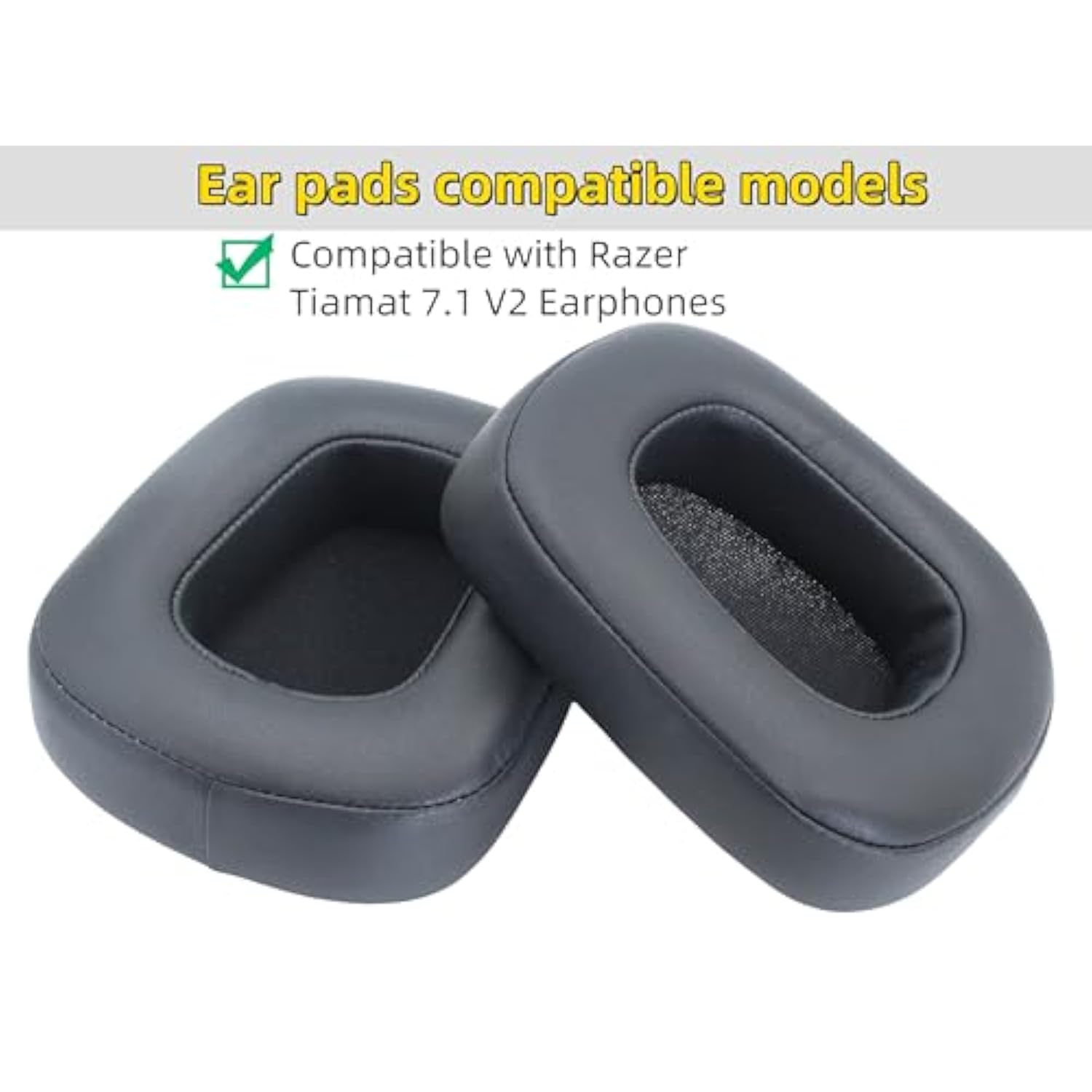Replacement Ear Pads Compatible With Razer Tiamat 7.1 V2, Protein Leather Memory Foam Ear Cushions, Comfortable Gaming Headset Earpads, Noise Isolation Breathable Ear Pad Cover (Black)