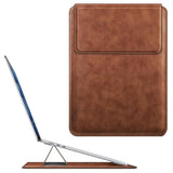 Fintie Sleeve Case for MacBook Air 15.3 M4 M3 M2 A3241 A3114 A2941, MacBook Pro 16 A3403 A3186 A2991 A2485 A2780 A2141, Pro 15 A1707 A1990 - PU Leather Slim Bag Cover with Stand Feature (Brown)