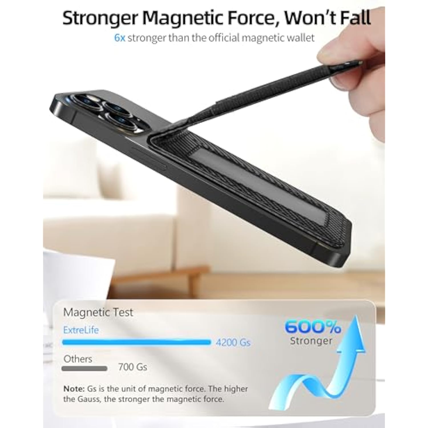 For Magsafe Wallet Stand, Strongest Magnetic Wallet For 16/15/14/13/12 Series, Id Window, 4 Card Slots, Fit 9 Cards, Vegan Leather, Rfid Blocking, Black Carbon Fiber