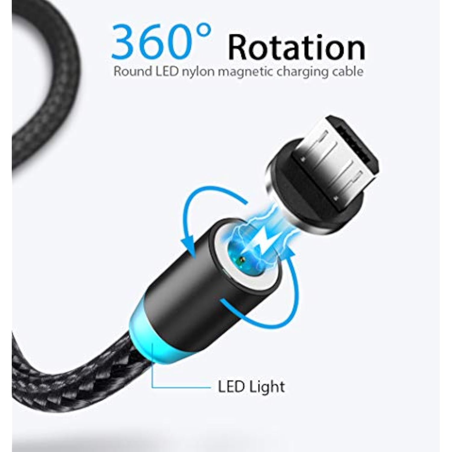 Magnetic Charging Cable 6-Pack [1Ft/3Ft/3Ft/6Ft/6Ft/10Ft], 3 In 1 Nylon Braide