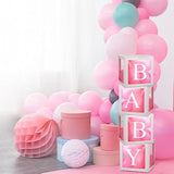 12 Pcs Transparent Balloon Boxes Clear Balloon Boxes With 99 Letters For Baby Shower Gender Reveal Grad Birthday Party Bridal Wedding Anniversary Backdrop Decoration (White)