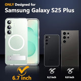Magnetic Samsung Galaxy S25 Plus Case, 3 Stand Modes, Military Drop Protection, Clear